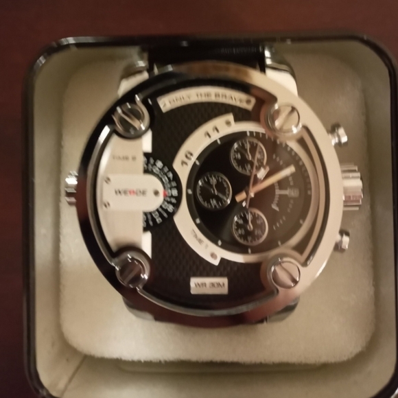 New Dual Time zone Black Weide Men’s Fashion Watch with box - Picture 1 of 5